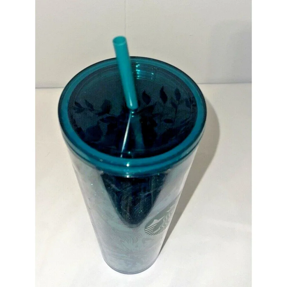 Starbucks Fall‎ 2021 Emerald Sparkle Green Glitter 24 oz Tumbler Cold Cup New